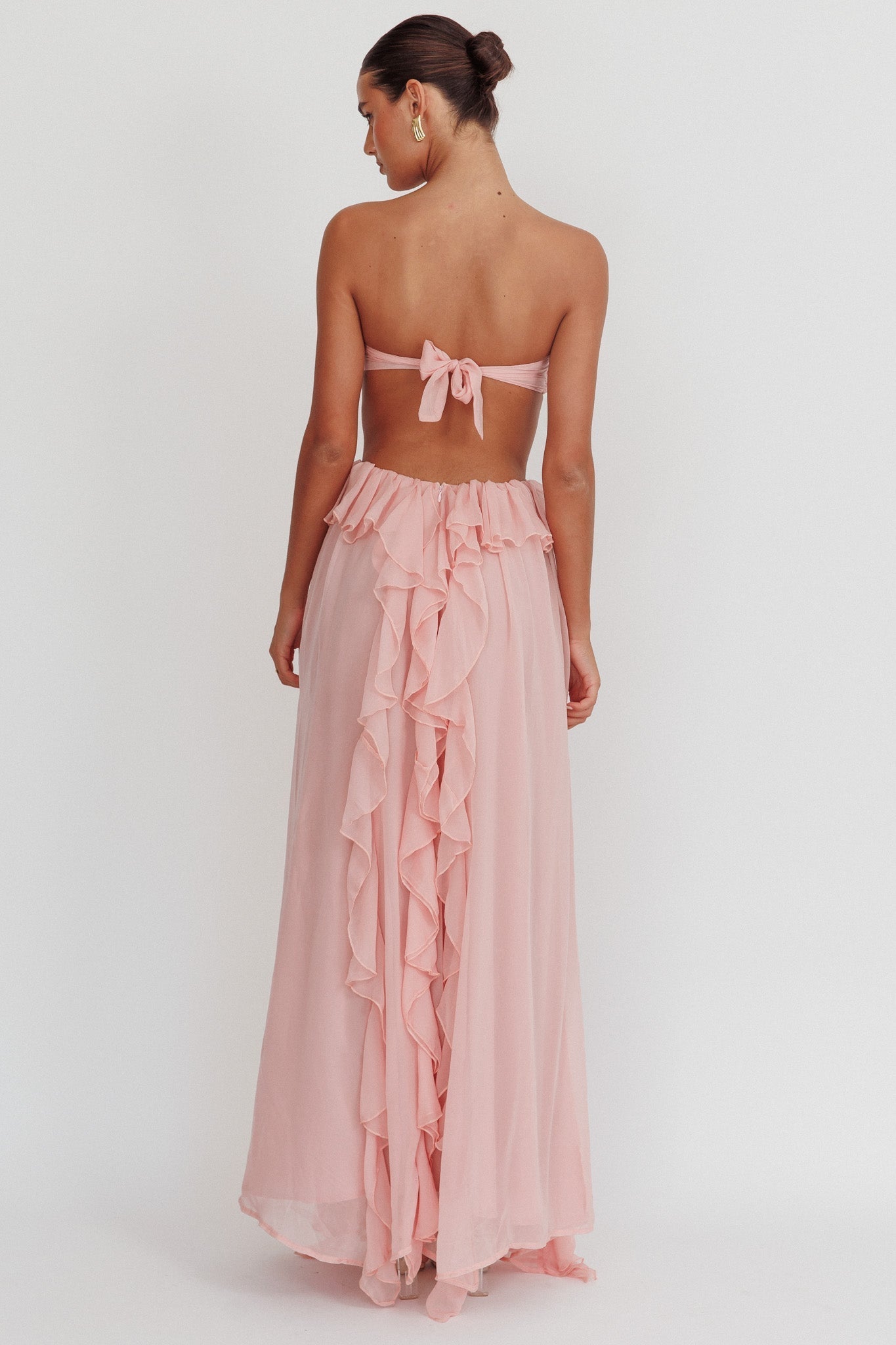 Sally Cut-Out Ruffle Maxi Dress Blush